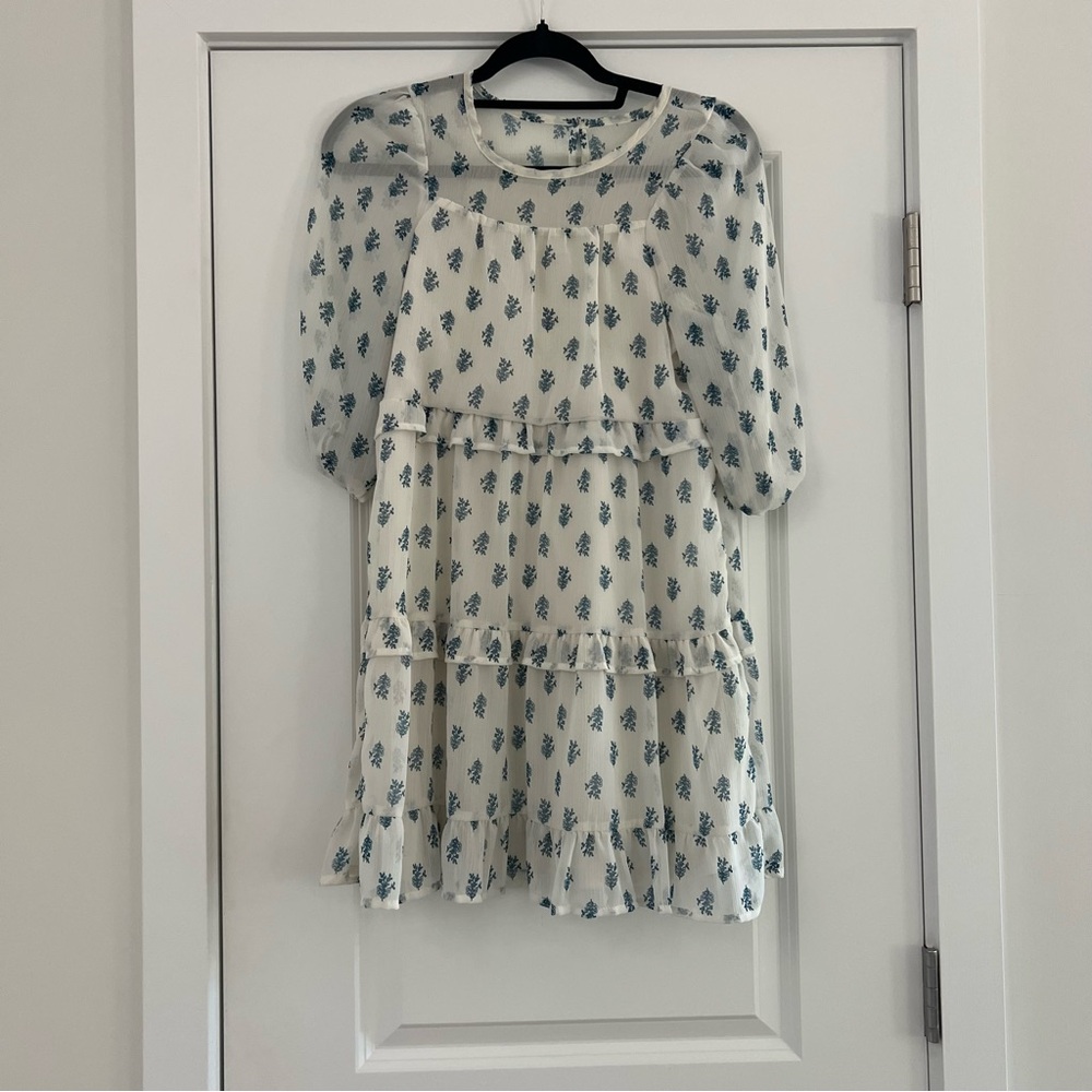 Blue and White Floral Dress